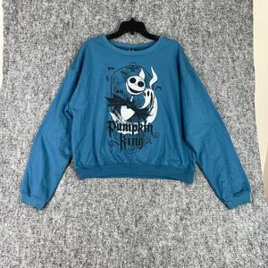 Disney Sweater Womens XL Blue Nightmare Before Christmas Zero Skelington Pumpkin